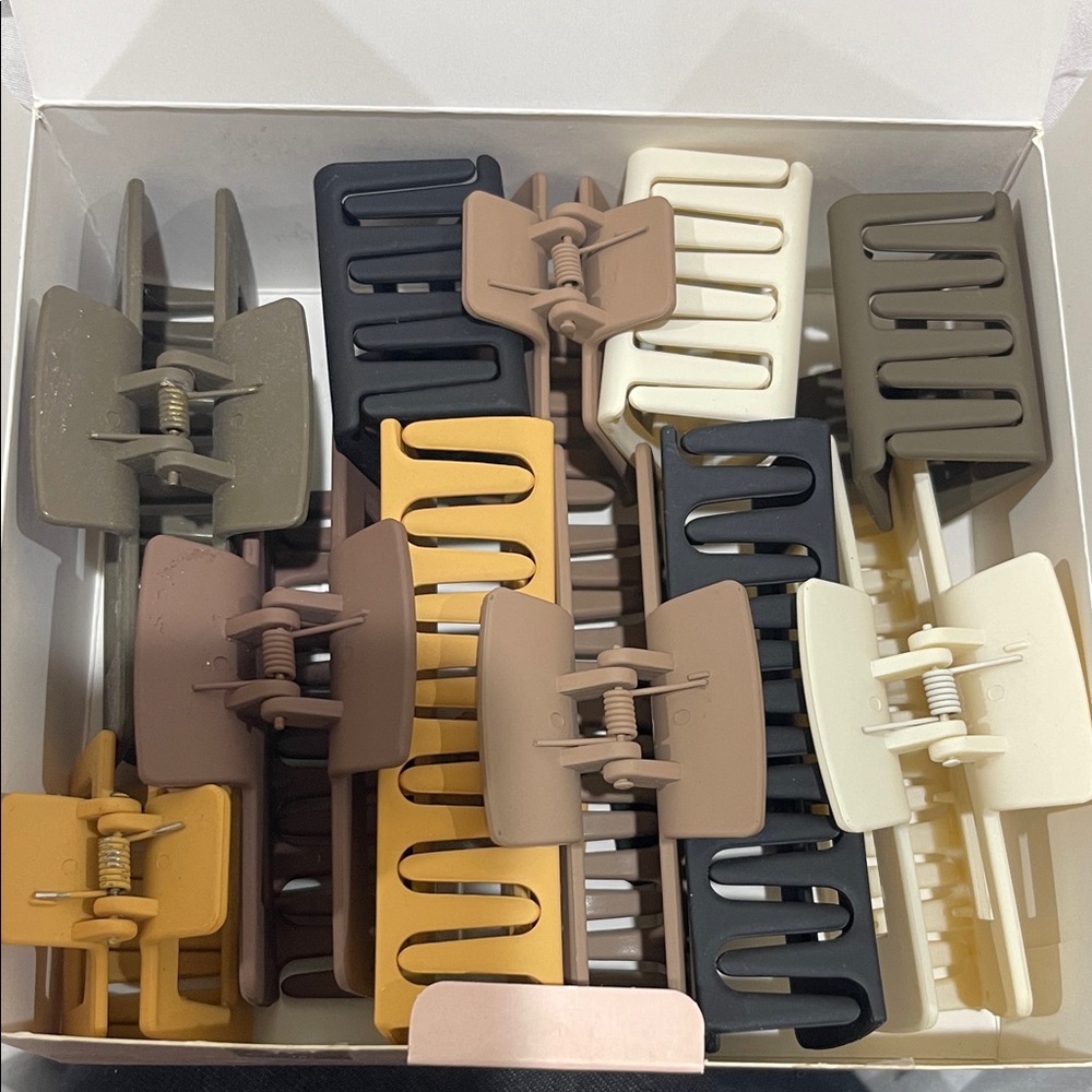 Matte Neutral Hair Claw Clip Set - Black, Cream, Tan, Olive, Mustard, Brown